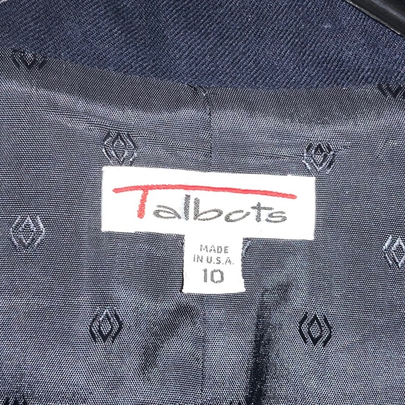 Talbots wool double breasted navy blazer Sz 10 long line Lagenlook classic - Picture 3 of 7